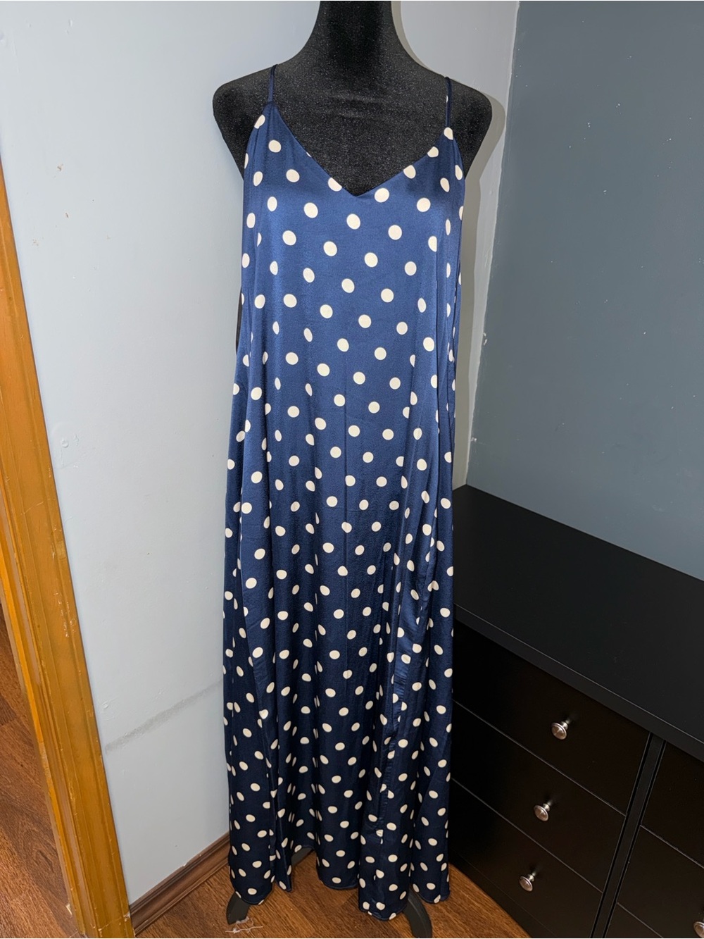 Nicole Miller Navy and White Polka Dot Dress